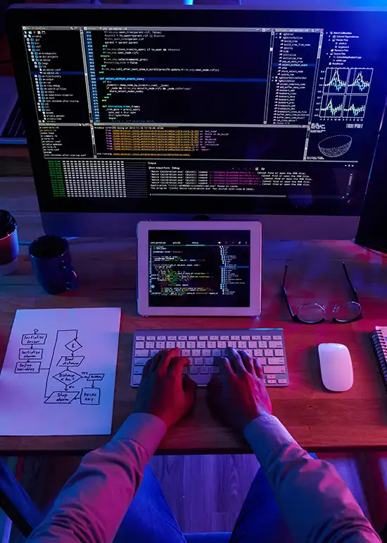 Developer working on a laptop